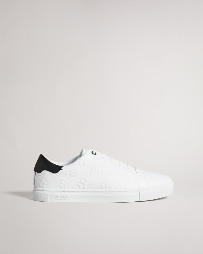 Basket Ted Baker Embossed Flower Cupsole Blanche Homme | EVI-83114004